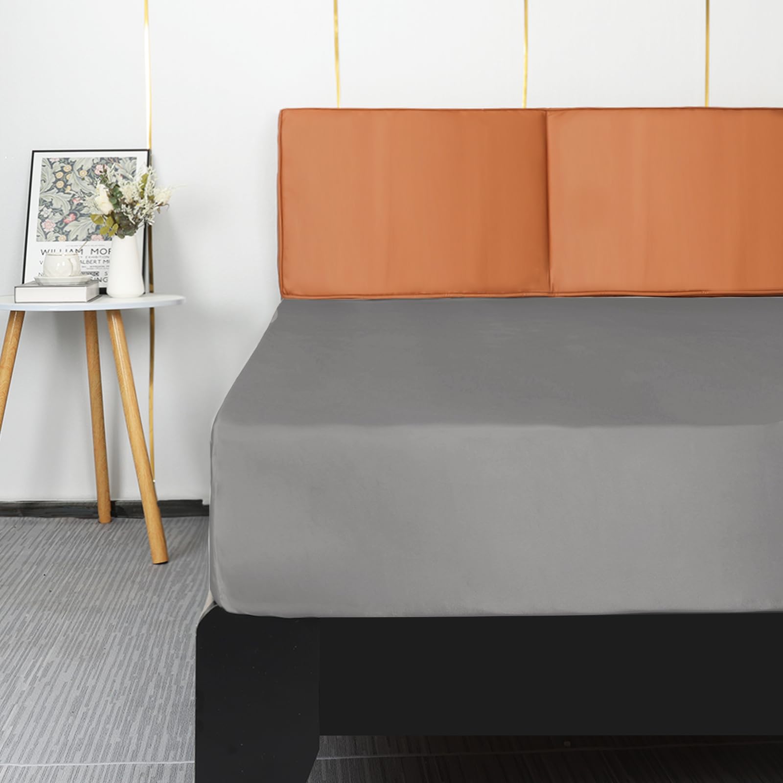Lirex Satin Spannbettlaken 150x200cm, Seide Spannbetttuch Luxuriös und Seidig Glatt Weiche Microfaser Bettlaken für bis 35cm Matraze, Dunkelgrau