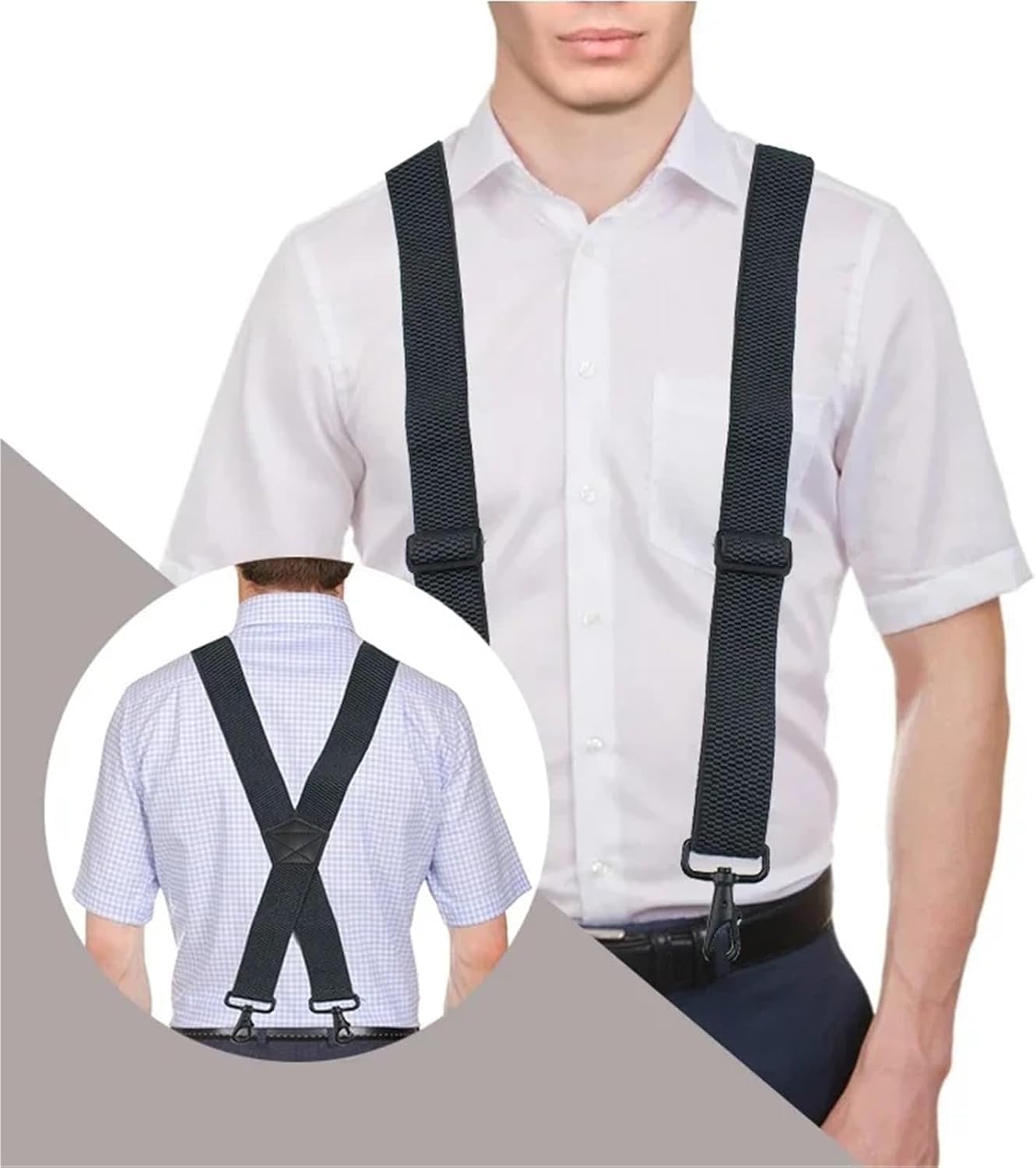 Tirantes elásticos vintage de 3,8 cm de ancho para hombre, en forma de X, ajustables, elásticos