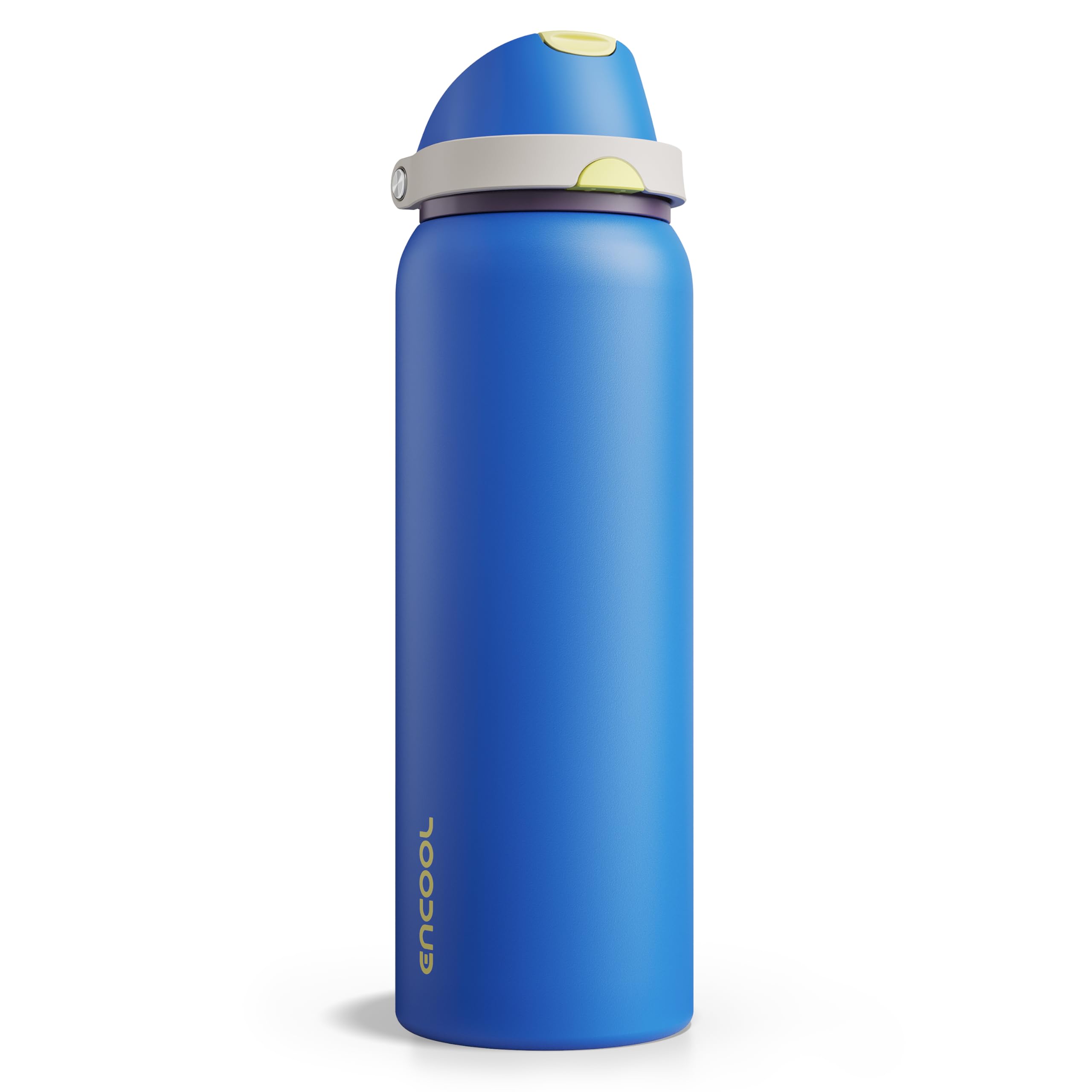 Insulated Water Bottle with Straw - Encool Stainless Steel Water Bottle with Push Button Lid, Leak-Proof &amp; BPA-Free, Keeps Cold for 24 Hours for Sports, Travel, Gym (40 oz, Sapphire)