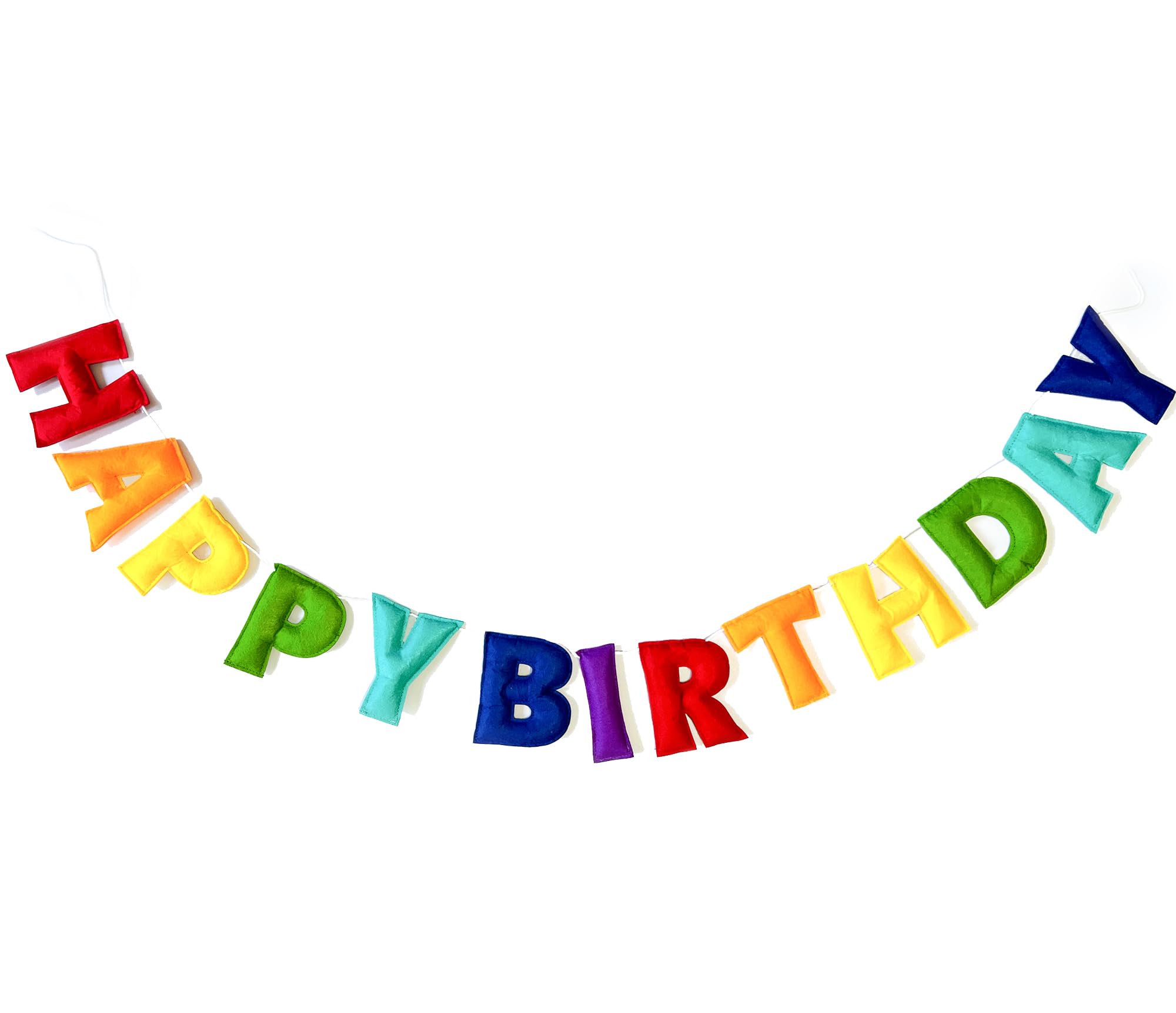 Meygajoe Rainbow Themed Felt Happy Birthday Banner | 6 Inch Pennant | Birthday Party Decor — image 1