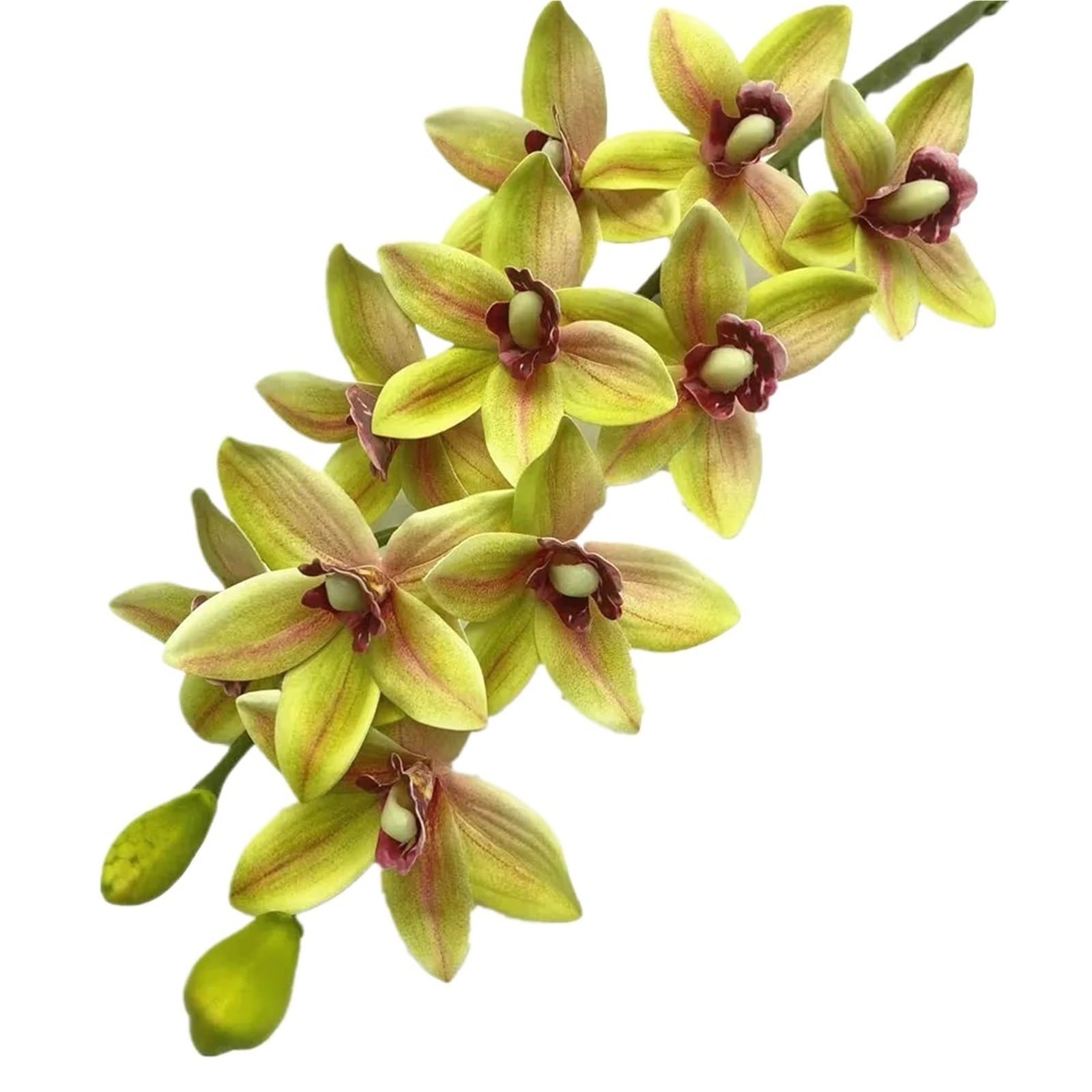 FonHNDG Artificial Flower Branches 4pcs Artificial Cymbidium Hookerianum 10 Heads Simulated Vanda Phalaenopsis(Color1)
