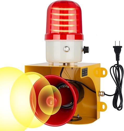 Vista 9 de AC110V - Luz estroboscópica de sirena industrial de 120 dB, bocina fuerte y luz de advertencia de baliza roja, alarma de seguridad impermeable