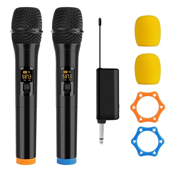 Buy Wireless Microphone, UHF Dual Portable Handheld Dynamic Karaoke Mic