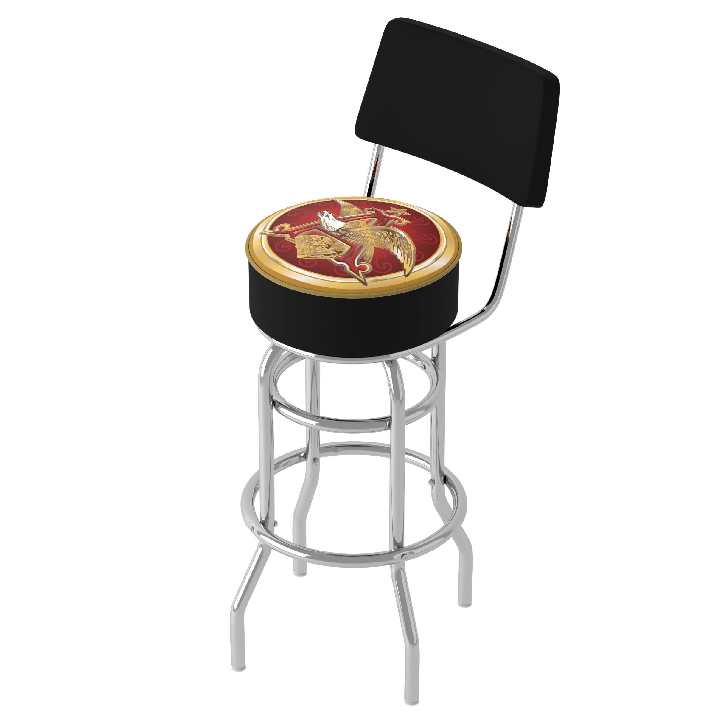 Trademark GameroomBar Stool - Budweiser A & Eagle Stool with Foam Padded Seat and Back - Swivel Chair for Game Room, Garage, or Home Bar