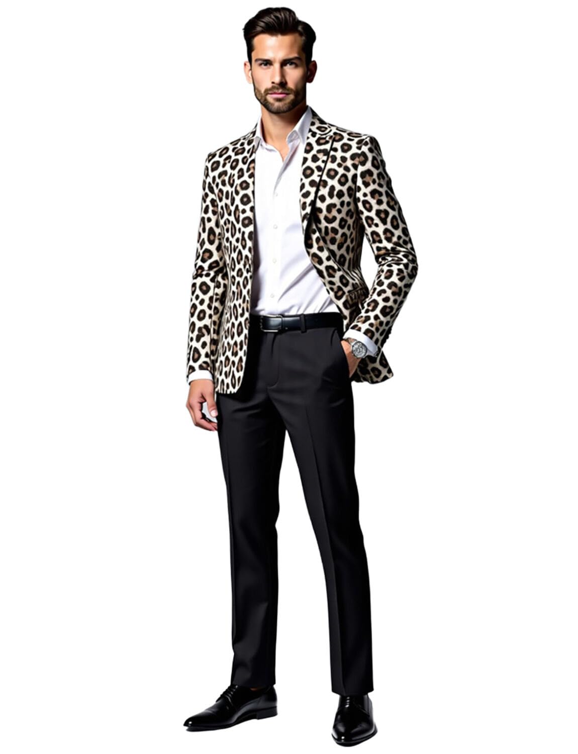 Manteau de smoking léopard à bouton unique veste de déguisement chic