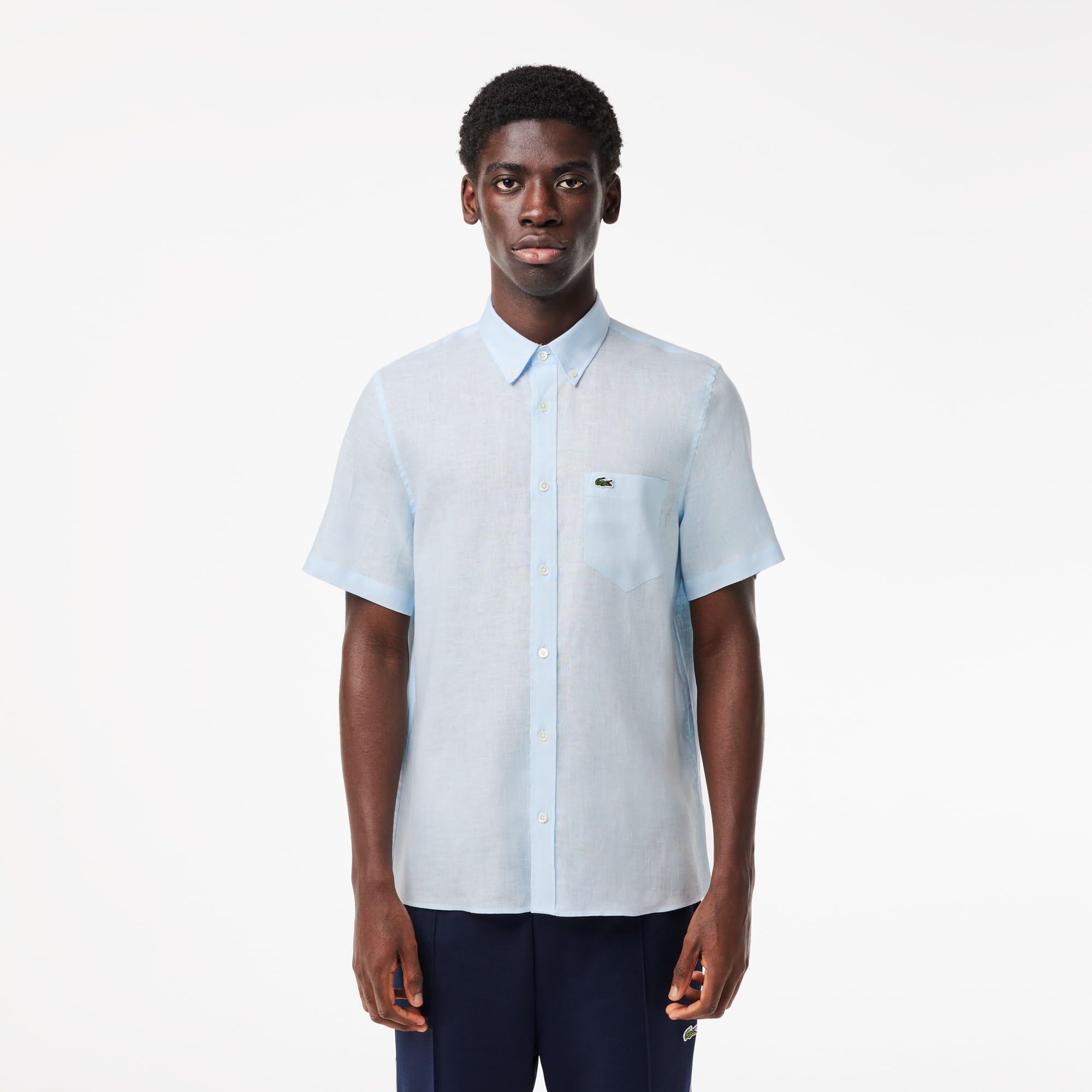 Lacoste - Męska koszula z krótkim rękawem, jasnoniebieski (T01), 38