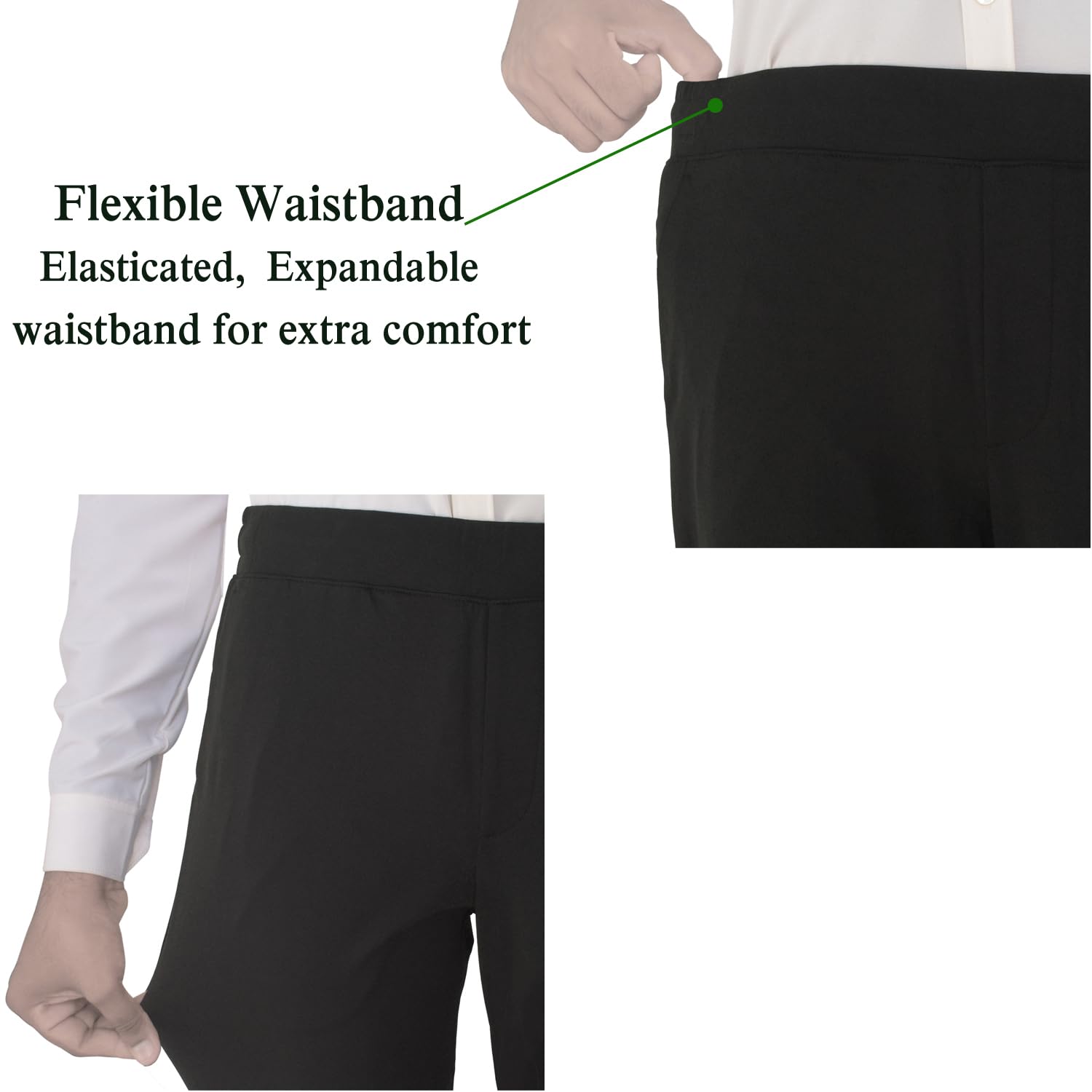 SaintX Men's 4-Way Stretchable Athleisure Pants | Sweat Wicking Fabric | Slim Fit | Sports, Travel, Lounge & Casual Wear | Stylish Back Zipper Pocket | Available in Plus Size (ST06_Black_L)