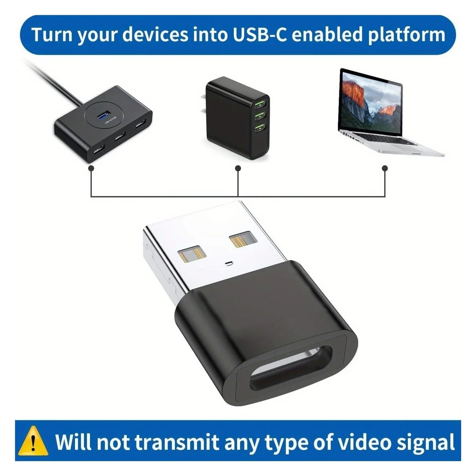 Confezione da 3 adattatori da USB-C femmina a USB maschio, ricarica rapida, convertitore OTG per iPhone 15 (USB 2.0 argento-3 pezzi)