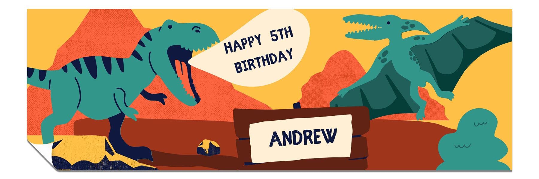 Personalised Birthday Banners for Girls & Boys - Happy Birthday Decorations for Kids’ Party - Birthday Girl Boy Banner - Dinosaurs Theme 3ft x 1ft Small Banner