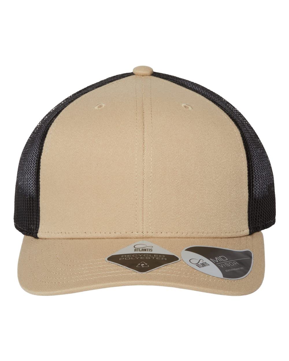TIANBAAtlantis Headwear Sustainable Trucker Cap, Adjustable, Khaki/Black