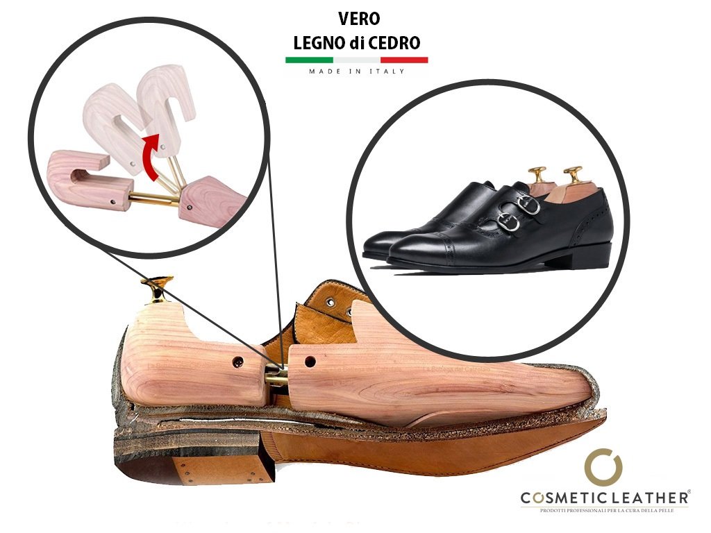 COSMETIC LEATHER Tendiscarpe in Legno di Cedro Made in Italy – Mantiene la Forma delle Scarpe, Assorbe Umidità e Odori – Qualità Artigianale Italiana – 1 Paio