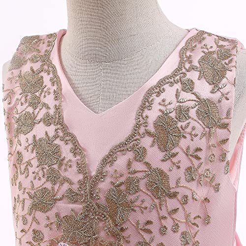 Vestido de bautizo junior y ropa de dama de honor infantil en color oro 5