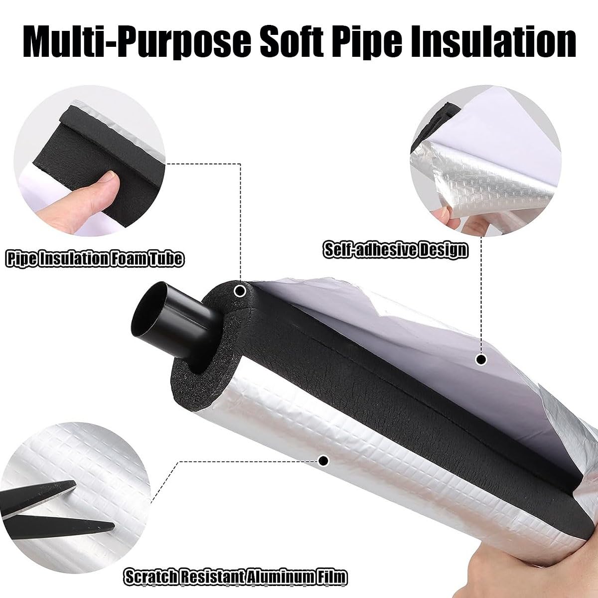 MObyat Pipe Insulation Foam Tube – 9mm Thick X 32mm Inner Diameter X 1.7m Long, Black Rubber Foam For Water Pipes, Handlebars, Tool Grips