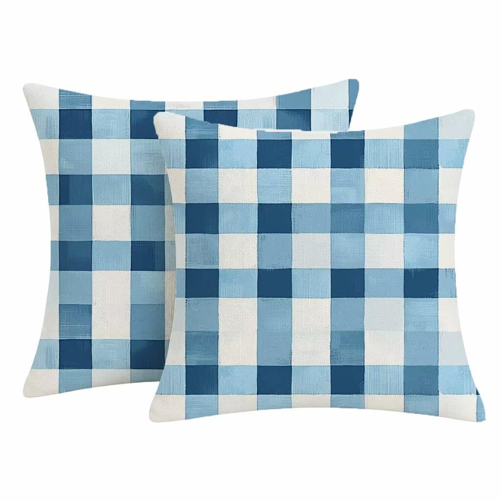 Housse coussin exterieur impermeable de qualite superieure bleu lin 45x45cm
