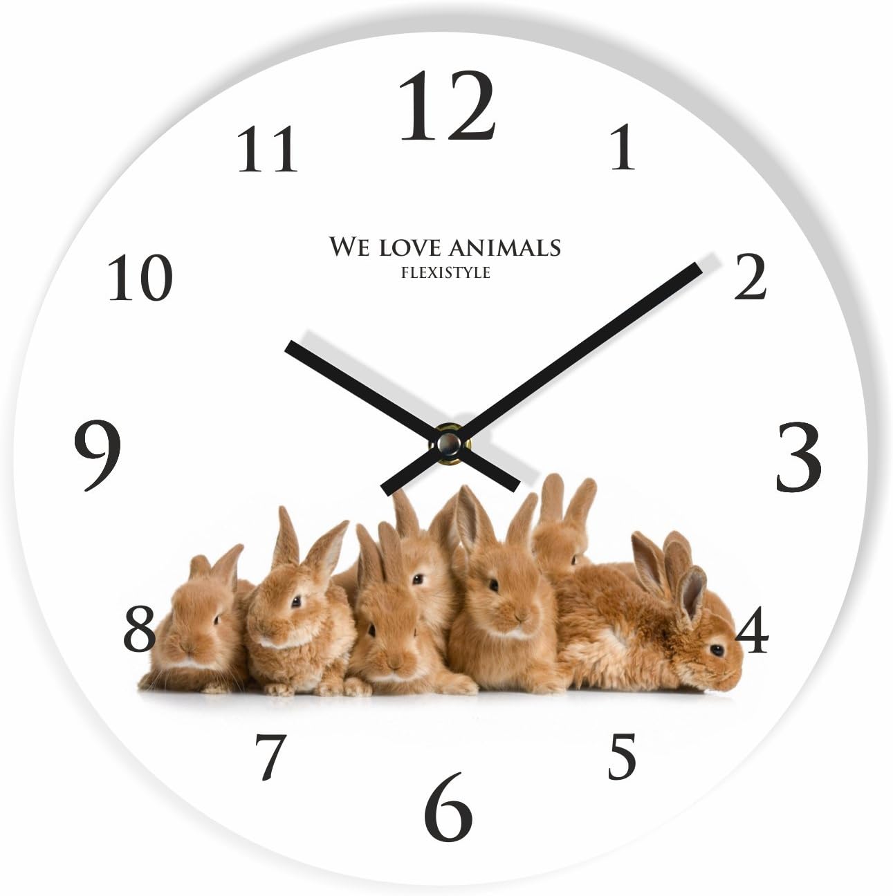 Modern Wall Clock for Children Rabbit 30 cm - Oval Style - for Children's Room