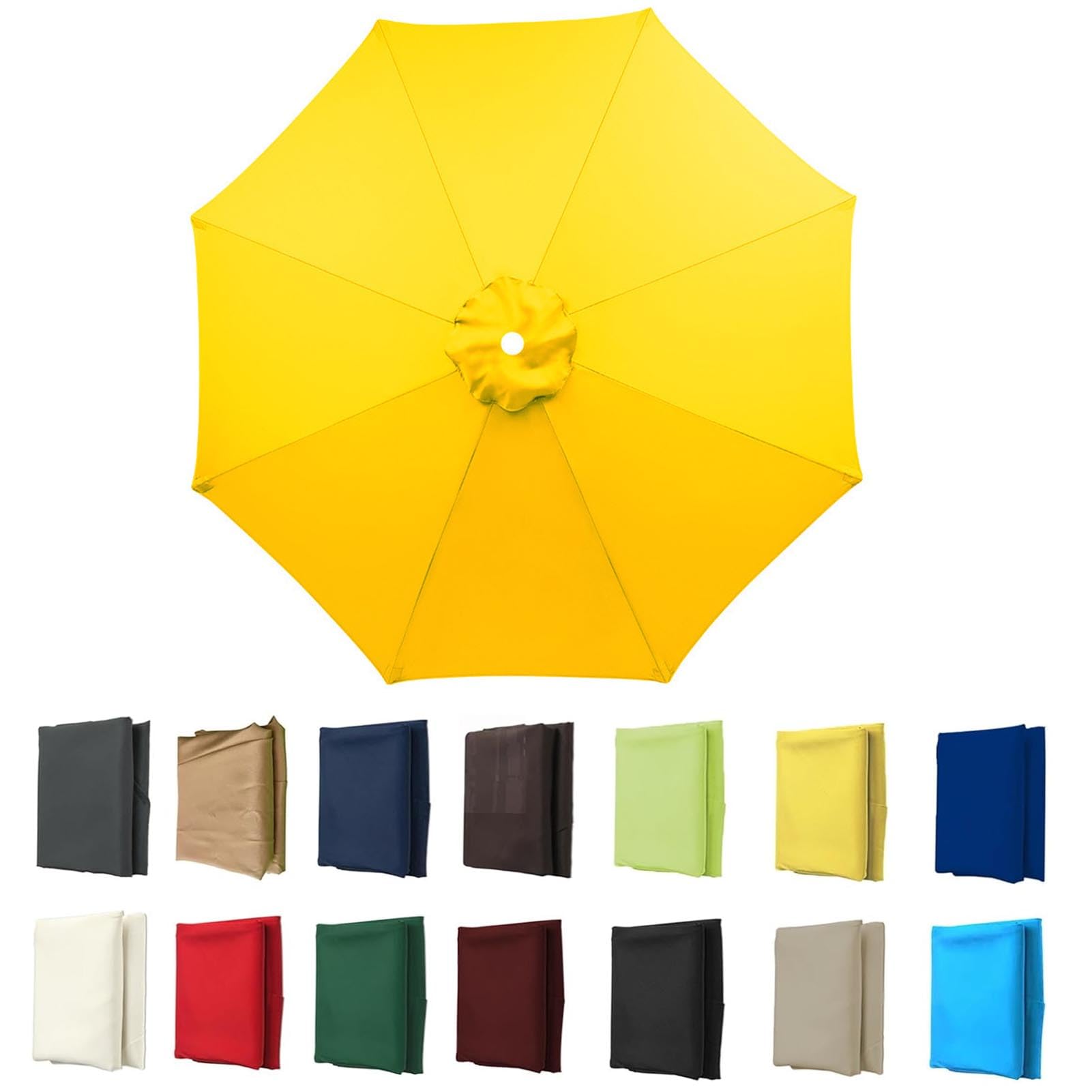 2m-3.5m Replacement Parasol Canopy, Umbrella Replacement Fabric, UPF 50+ Garden Parasol Replacement Canopy, Outdoor Replacement Fabric, 6/8 Rib for Garden Umbrella (Yellow,8ribs:2.7m/8.8ft)