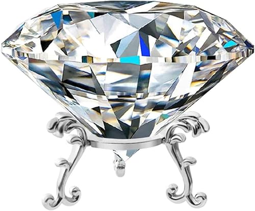 Diamante de cristal transparente de 3.15 pulgadas con soporte, joyas de exhibición de escritorio de uñas, diamantes para decoración de mesa de boda
