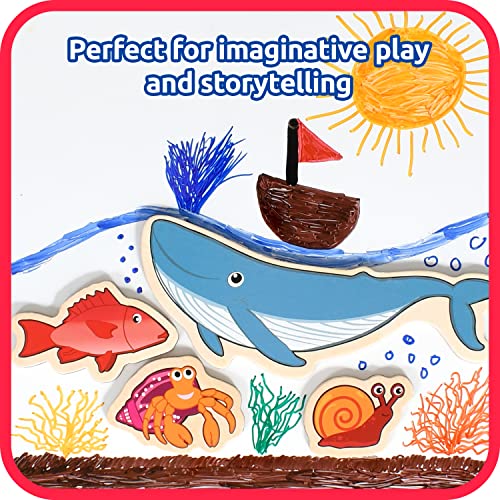 Spark & Wow Wooden Magnets - Sea Life - Set Of 20 - Magnets For Kids Ages 2+ - Cute Animal Magnets For The Fridge, Whiteboards And More #TOP4