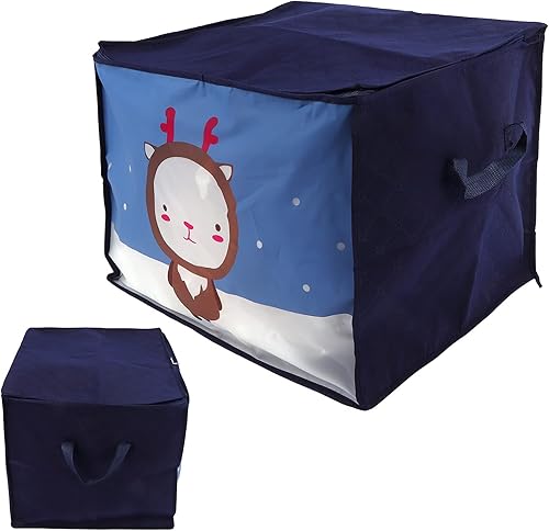 Miniatura 3 de Fydun Almacenamiento de ropa con asa, caja de almacenamiento impermeable con cremallera de PVC tejida NoN, caja de almacenamiento plegable, edredón,