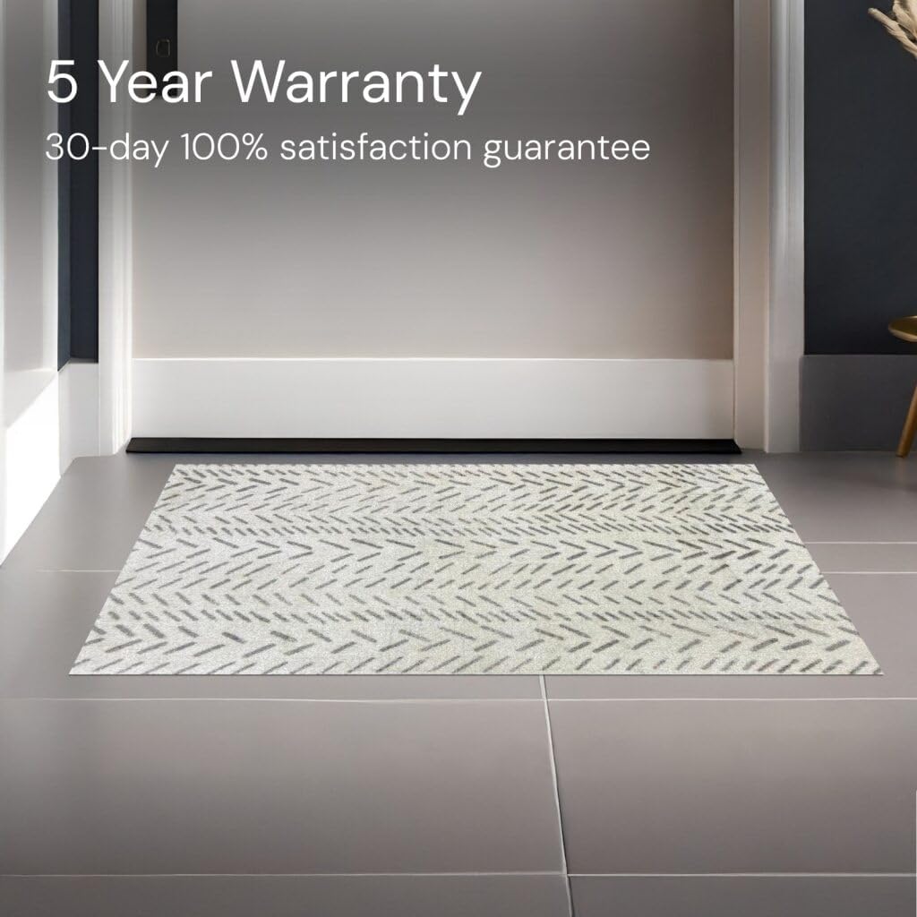 Wash+Dry Serengeti One-Piece Washable Rug with Rubber Backing, Small Door Mat for Entryway, Kitchen, Bathroom, Non-Slip Indoor Doormat, Washable Entryway Rug, Pet Friendly, Gray and Cream, 20" x 27.5"