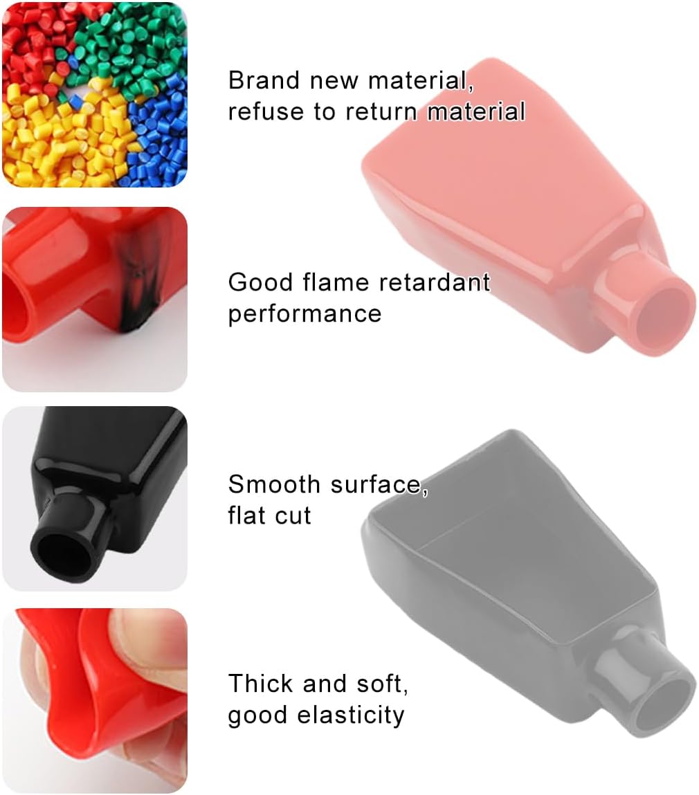 2PCS Car Battery Terminal Covers, Flexible Battery Terminal Insulating Protectors, Positive & Negative Cable Battery Terminal Covers, Battery Stud Caps for Car Truck Boat