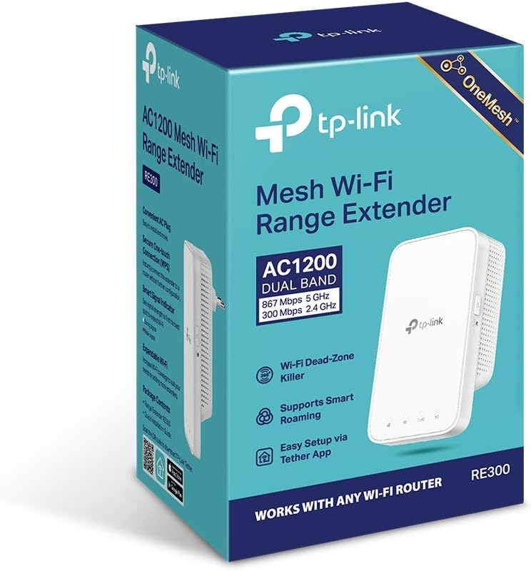 TP-Link RE300 AC1200 Mesh Wi-Fi Range Extender/WiFi Booster