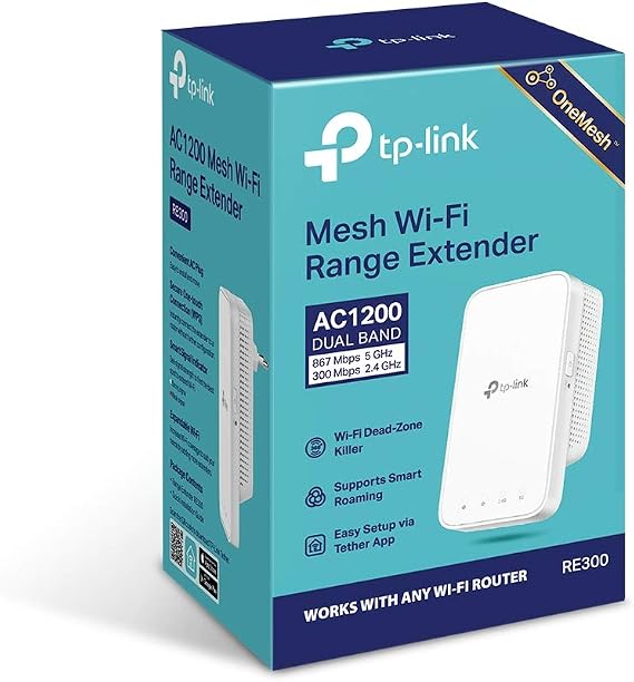 TP-Link RE300 | Wi-Fi 5 Menzil Genişletici | AC1200 Mbps | EasyMesh | Dual Band | Kolay Kurulum | Tüm Modem ve Router Modelleri ile Uyumludur