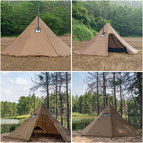 Image of FireHiking Camping Hot Tent 4-8 Person Tipi Tent with Stove Jack for Bushcraft, Cooking and Heating