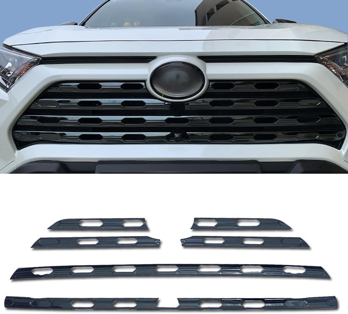トヨタ 専用 FOR RAV4 50系 2019年~2024年式 フロントグリル ガーニッシュ 外装 グリルガーニッシュカスタム パーツ ドレスアップ アクセサリー エアロ パーツ RAV4 G“Z package” / G/X 専用 外装 (ブラック) [並行輸入品]