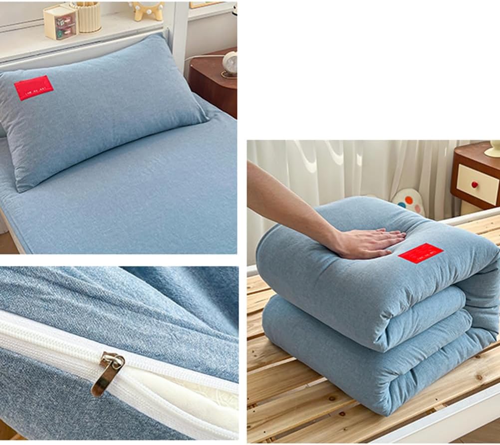 Blueb,100x200cmTWIN, 100% Cotton Futon Floor Mattress Cover with Zipper Traditional Japanese Floor Mattress Futon Cover Dustproof Mattress Protector Futon Slipcover for Bedroom Dormitory