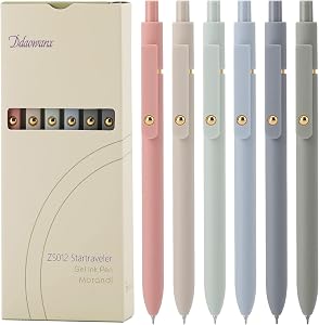 Ddaowanx Gel Pens,6 Pcs 0.5mm Retractable Quick Dry Black Ink Pens