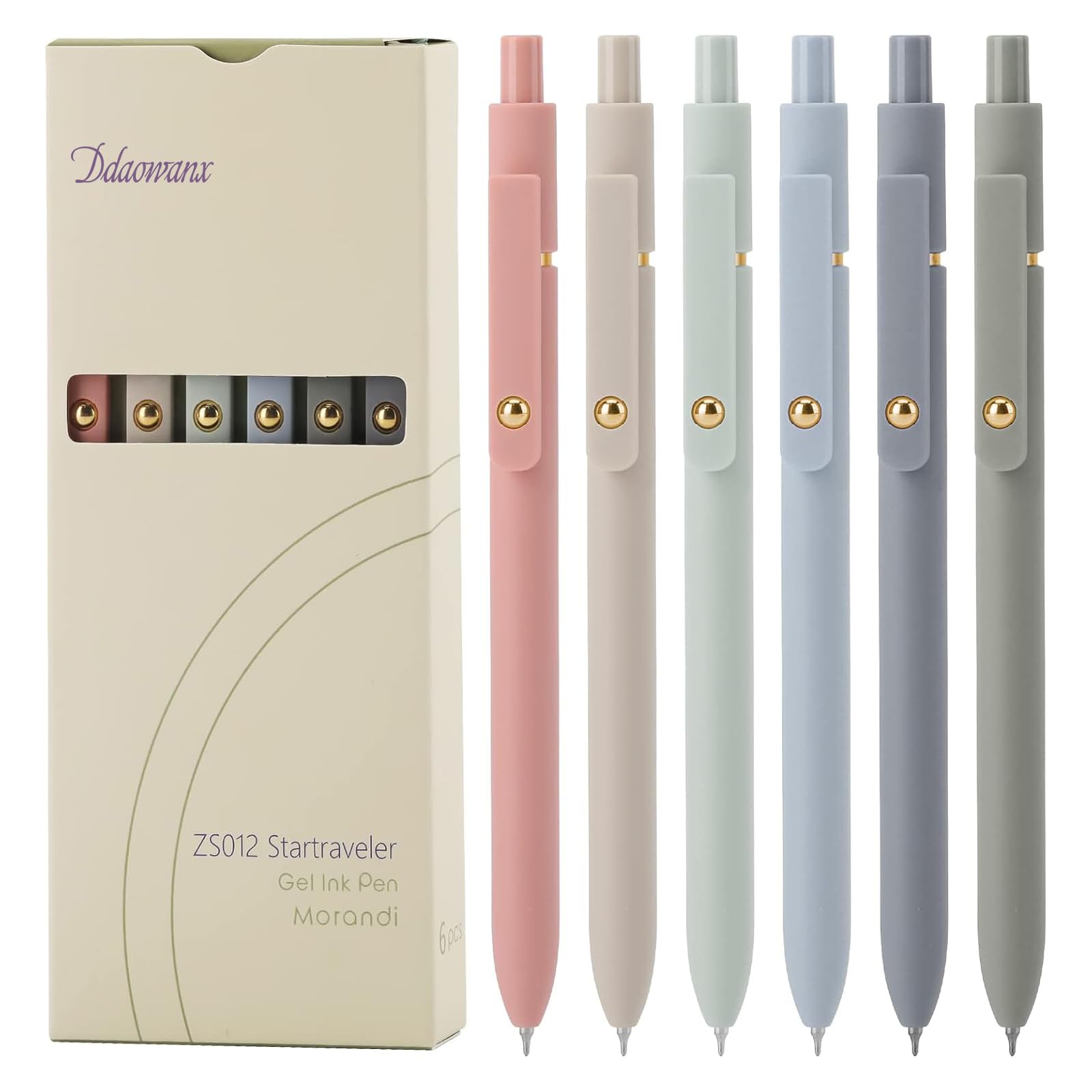 Ddaowanx 젤 펜, 6피스 0.5mm 퀵 드라이 블랙 잉크 펜 파인 포인트 부드러운 필기 펜, 귀여운 사무실 학교 용품 여성용 선물