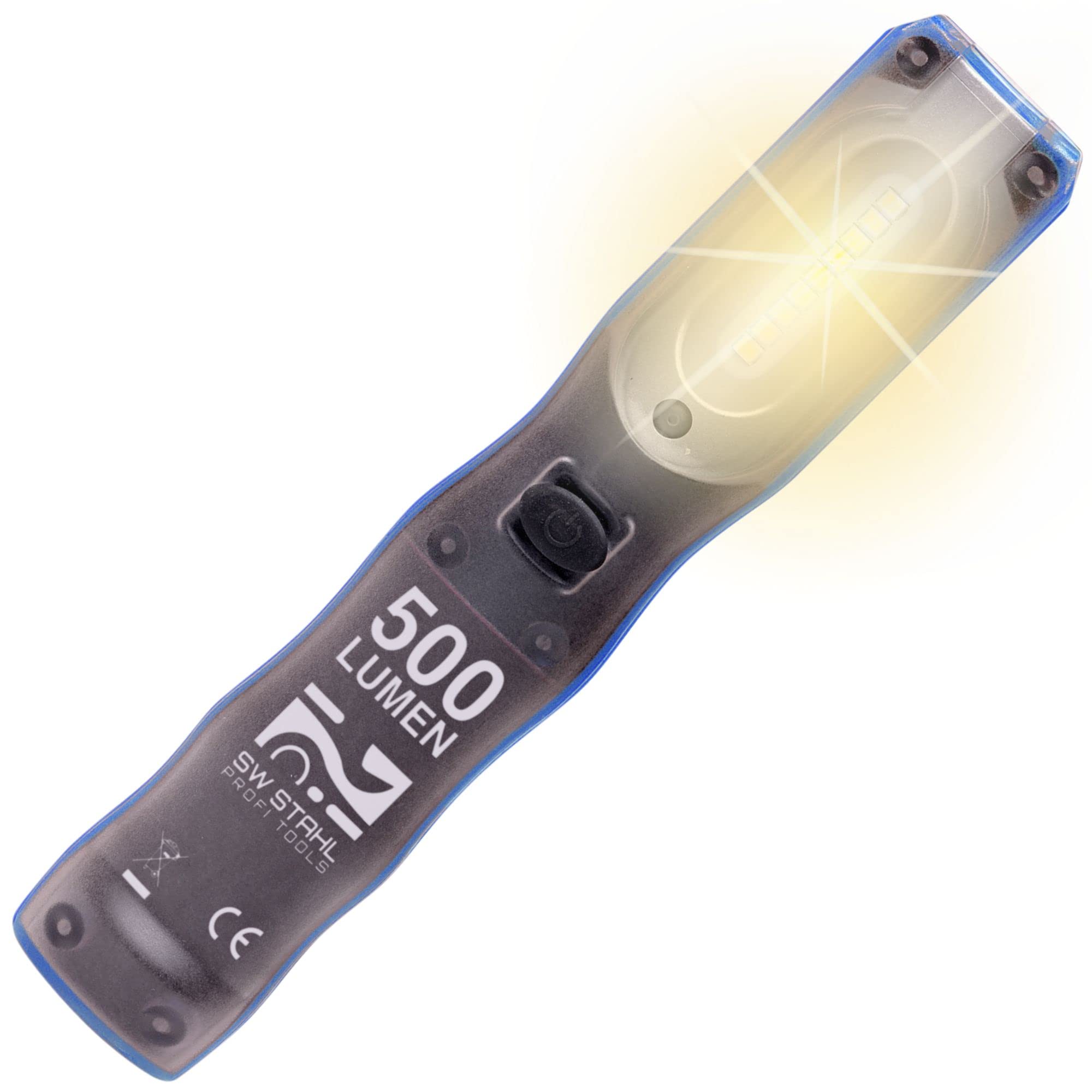 SW-Stahl LED Inspektionsleuchte S9791 - Werkstattlampe mit 500 Lumen | Wiederaufladbare SMD-Arbeitsleuchte aus Aluminium - Magnet-Halterung & Clip-Haken - Bruchsicher bis 3m - Inkl. USB-Kabel