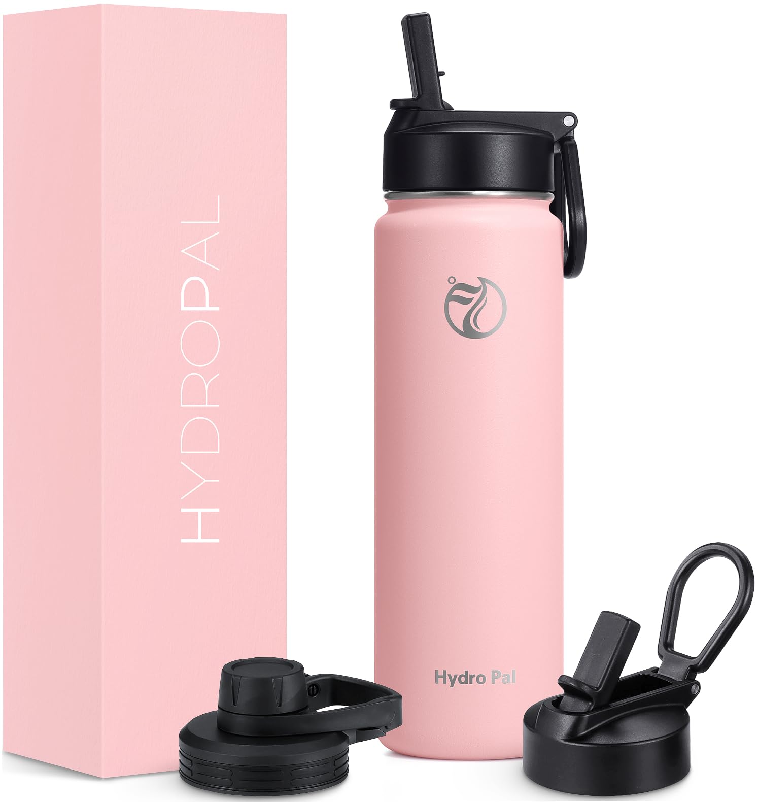 Hydropal Men's Pink Vacuum Insulated Water Bottle 750Ml Stainless Steel, Bpa Free, Leakproof, 12H Hot 24H Cold, With Straw & Spout Lids For Gym
