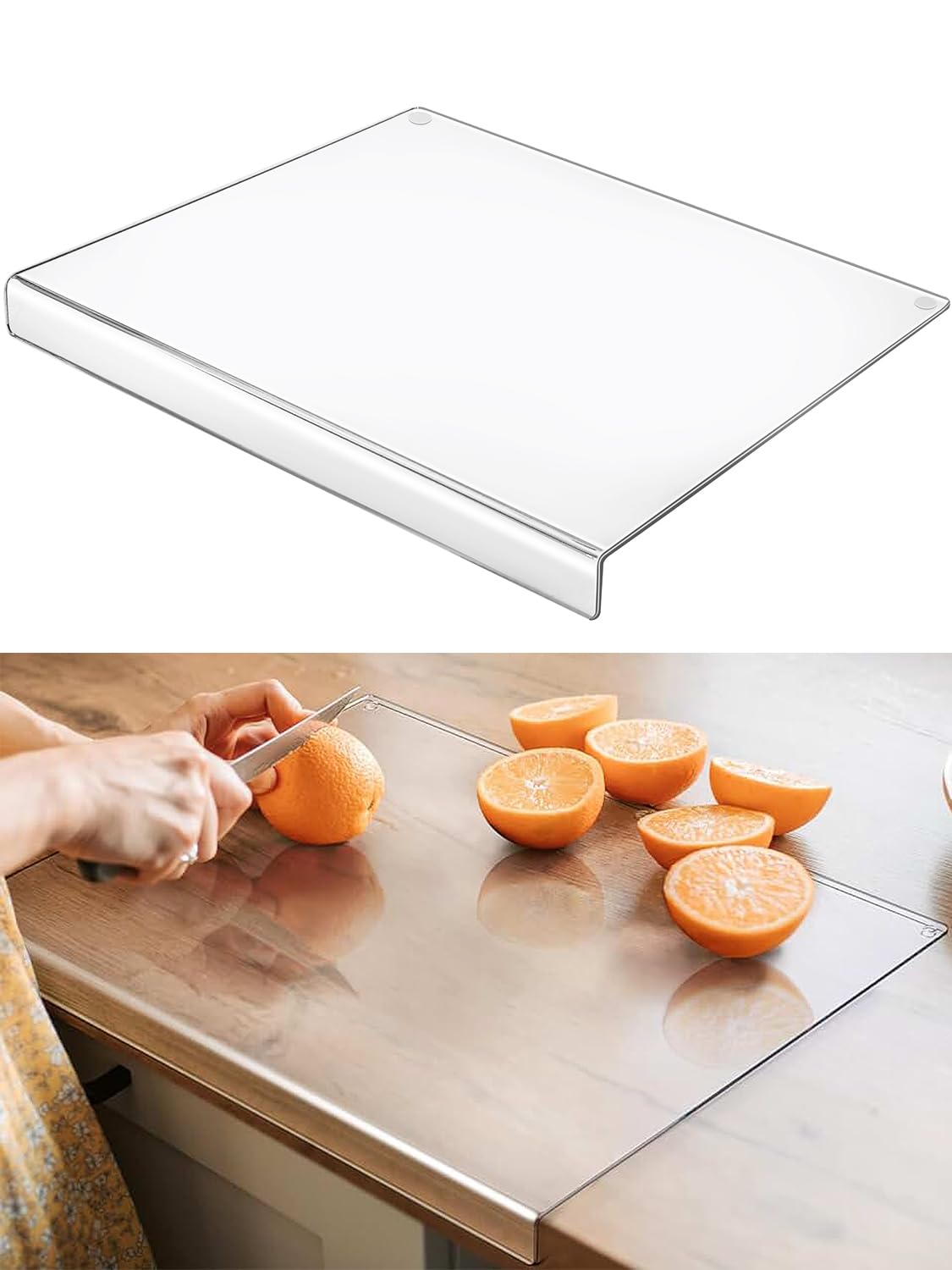 Tabla de cortar acrílica con borde de mostrador, tablas de cortar de plástico transparente de 16.7 x 12.75 pulgadas para encimera de cocina, tabla de cortar acrílica transparente perfecta