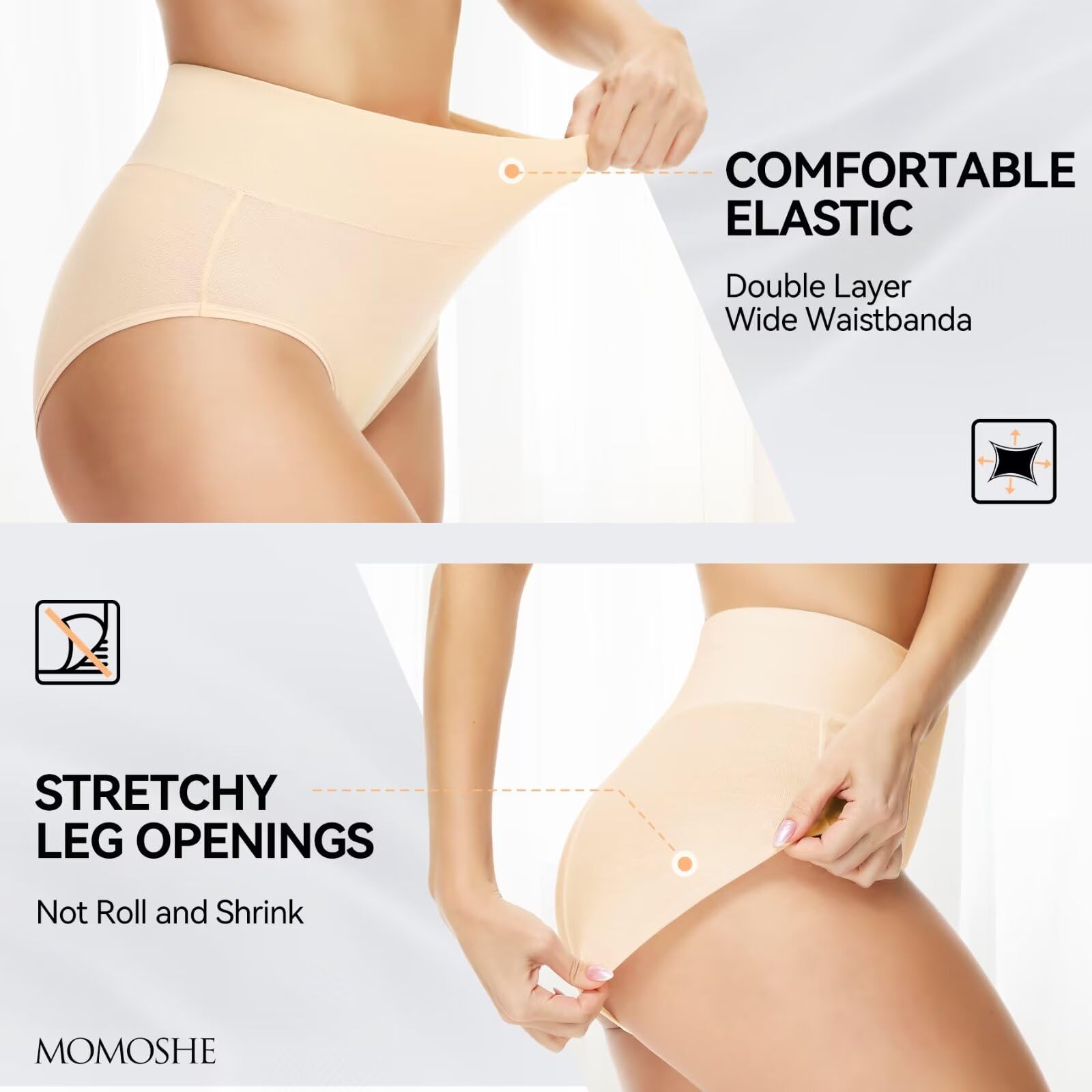 Momoshe Mutande Donna Cotone Vita Alta Pacco da 5 Slip Traspirante Culotte Comode Elasticizzato Intimo