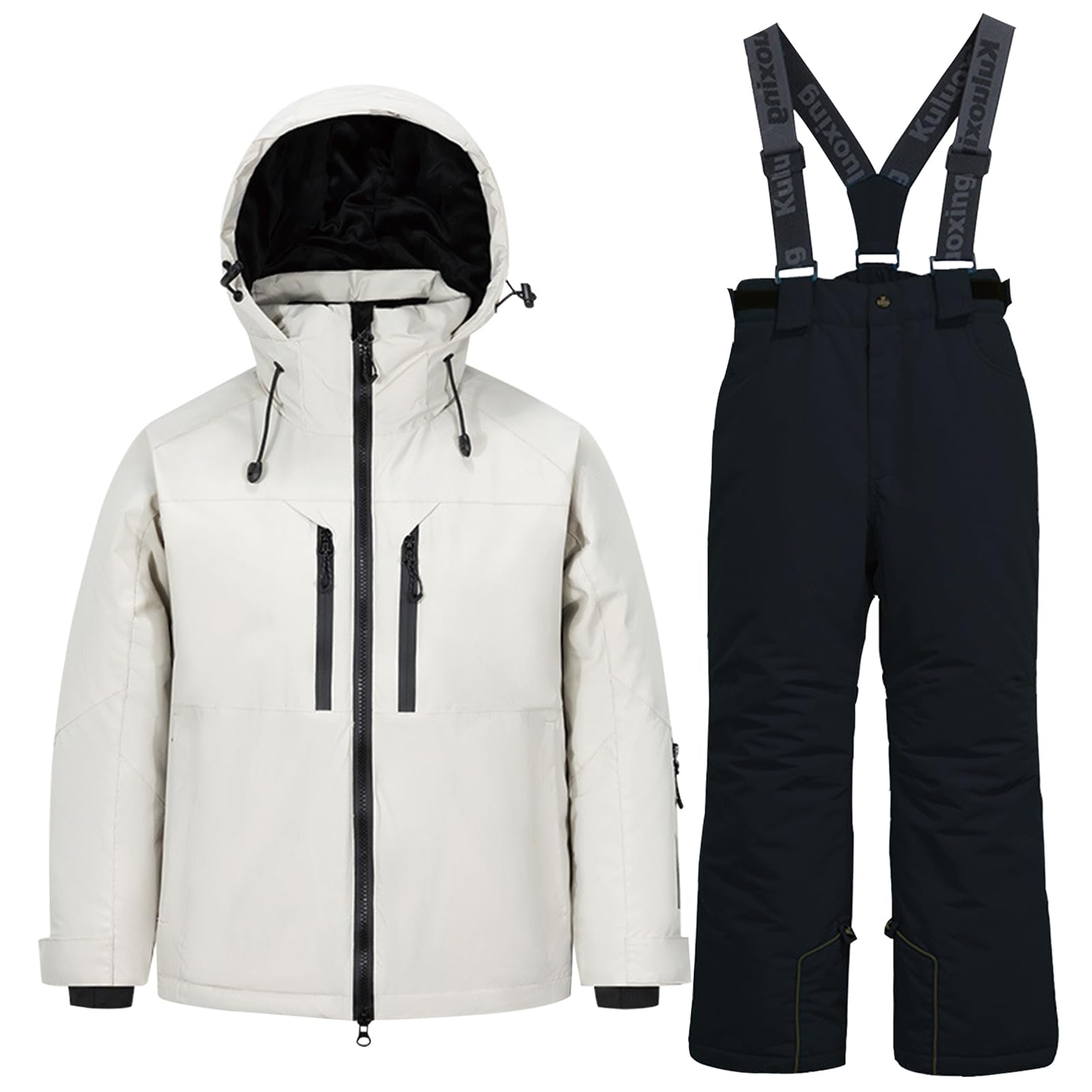 Kinder Jungen Schneeanzug Mädchen Skianzug Winddicht Wasserdicht Skibekleidung Winter Jacke mit Kapuze&Ski Hose