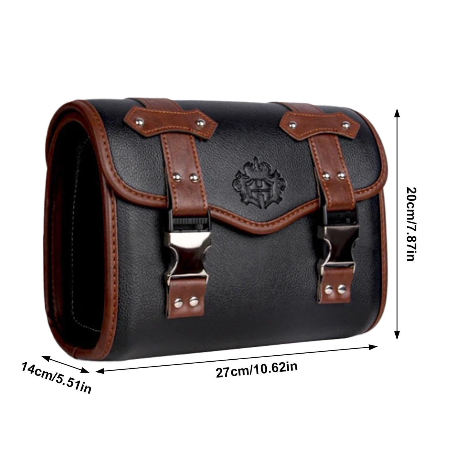 Pour guidon de moto - Rouleau d'outils en cuir vintage, sacoche de