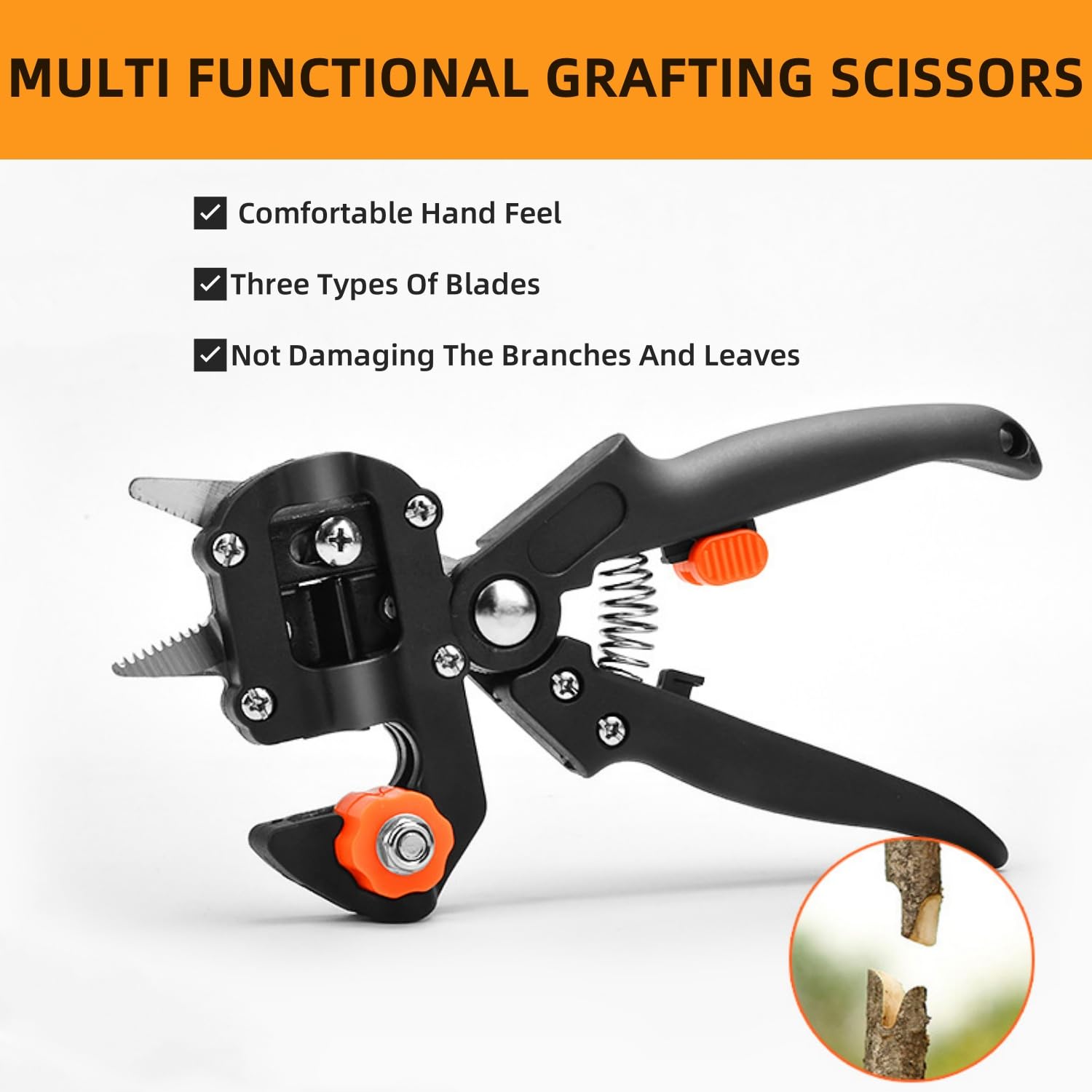 2 in 1 Grafting Tool Kit with 2 Replacement Blades and 1 Grafting Base,Professional Gardening Pruning Tool Set for Plant Branch Vine Fruit Tree Trimming & Grafting
