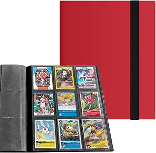 ファイル PP套 ポータブルファスナーカードコレクション (4つのポケットファイルに160枚のカードを収納可能) (赤です, 9ポケット360枚収納)