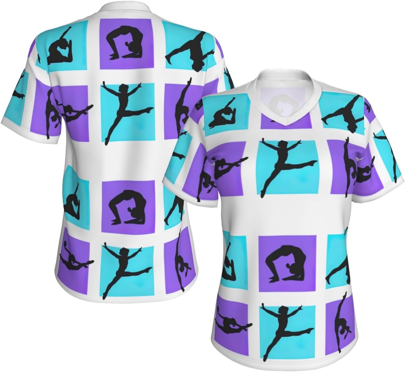 Womens Gymnastics Game Print Short Sleeve V Neck T-Shirts Casual Breathable Tee Basic Summer Tops 2026