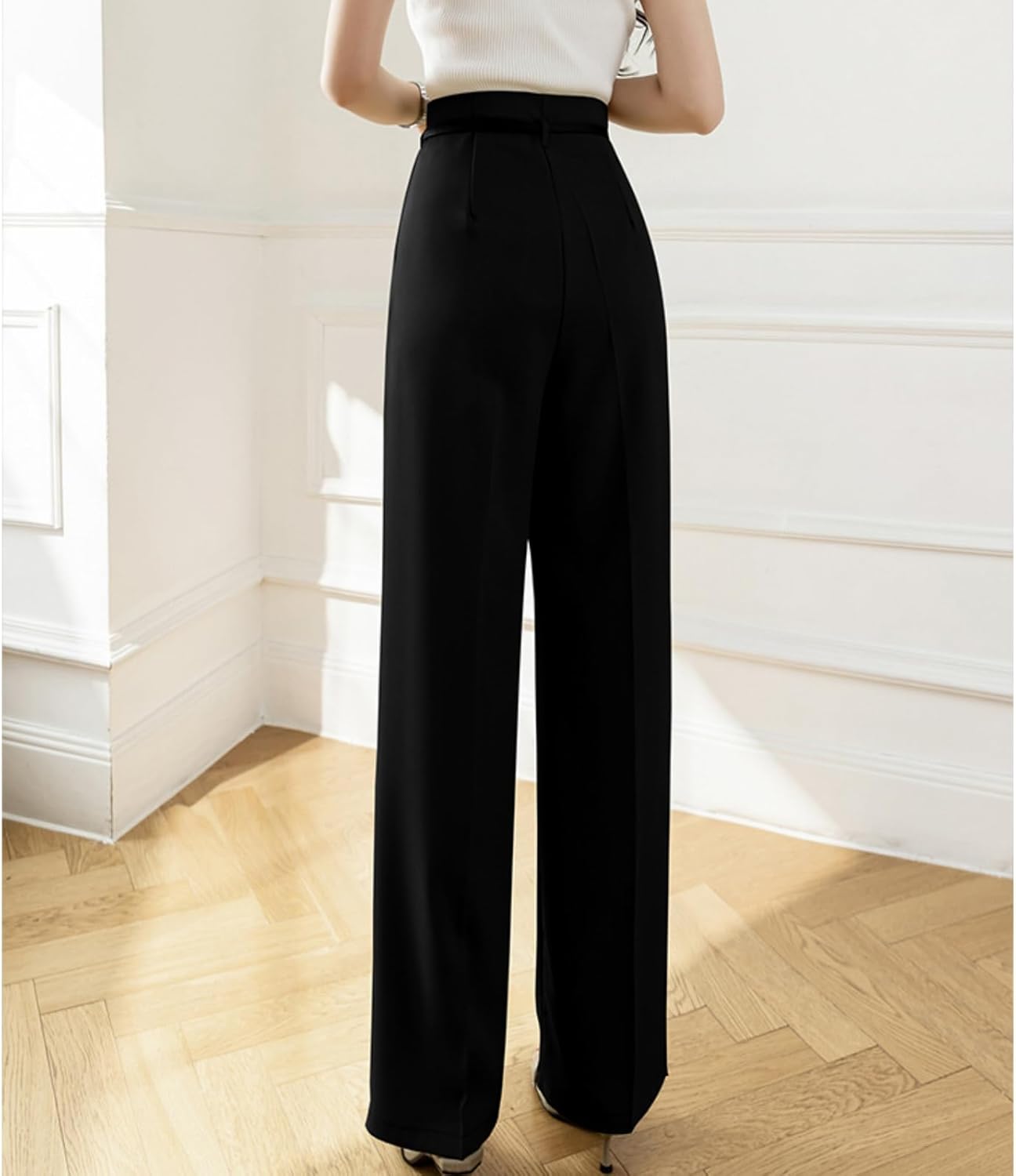 [MATSUMIZUYU] パンツ ロングパンツ レディース ワイドパンツ ハイウエスト 着痩せ 快適 きれいめ オシャレ かわいい 通勤 OL フォーマル カジュアル 春 夏 秋