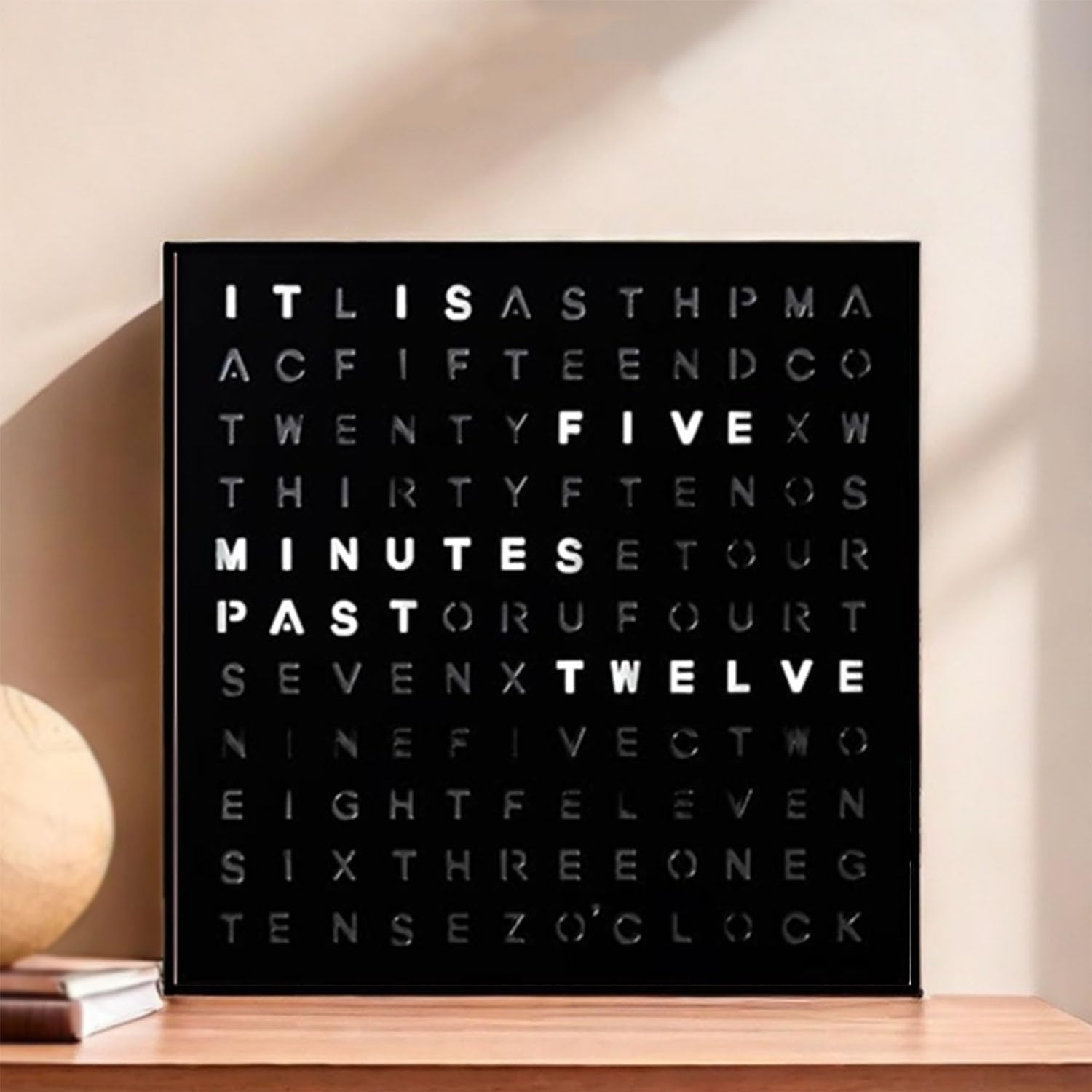 LED Light-Up Word Clock, Desk Electronic Clock, Displays Time Using Light - Up Words, Multi-Mode Adjustment, Anging Buckle Design, for Nighttime or Dimly Lit Environments, Living Room, Bedroom