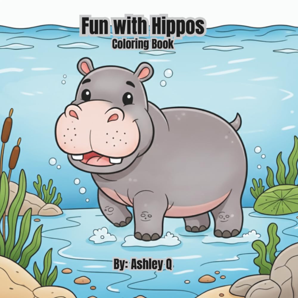 Fun with Hippos Coloring Book: 60 wildly adventures pages