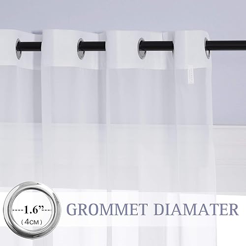 Miniatura 2 de NICETOWN Cortina de ventana de sala de estar, extra larga y ancha, con ojales, casual, de gasa transparente, aireada, tratamiento de ventana de