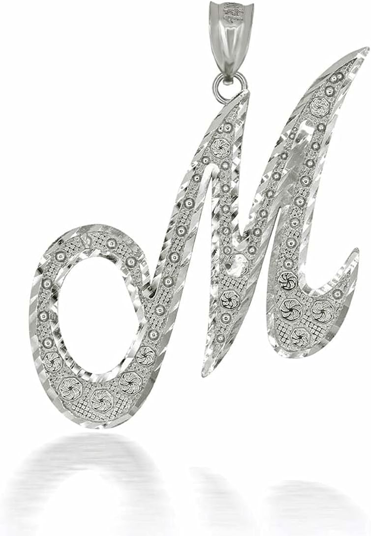 Claddagh Gold Certified Sterling Silver Script Initial Letters A-Z Pendant Charm Necklace