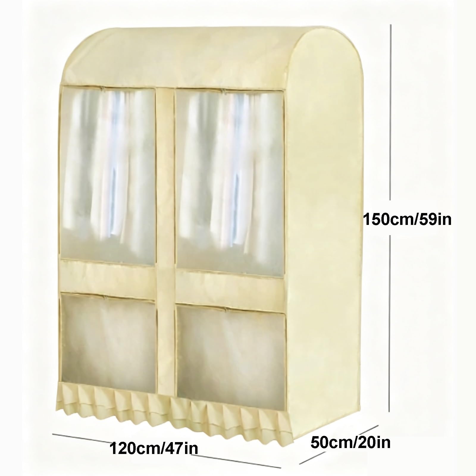 Fundas Ropa Armario Colgar con Múltiples Ventanas, Burro Ropa Funda para el Bastidor de una Sola Barra y de Doble Barra(Black,120 * 50 * 150cm/47 * 20 * 59in)