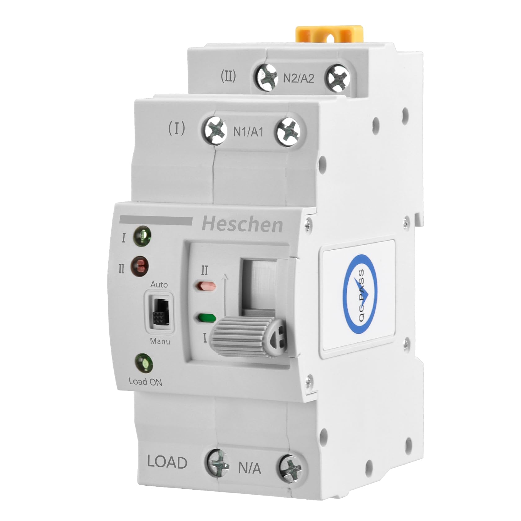 Heschen ATS Dual Power Automatisch überweisen Schalter, HSG2R-63, 2P, 63A 220VAC, PC Klasse, Stromversorgungssteuerung Unterbrechungsfreier Transferschalter, 35mm DIN-Schienenmontage
