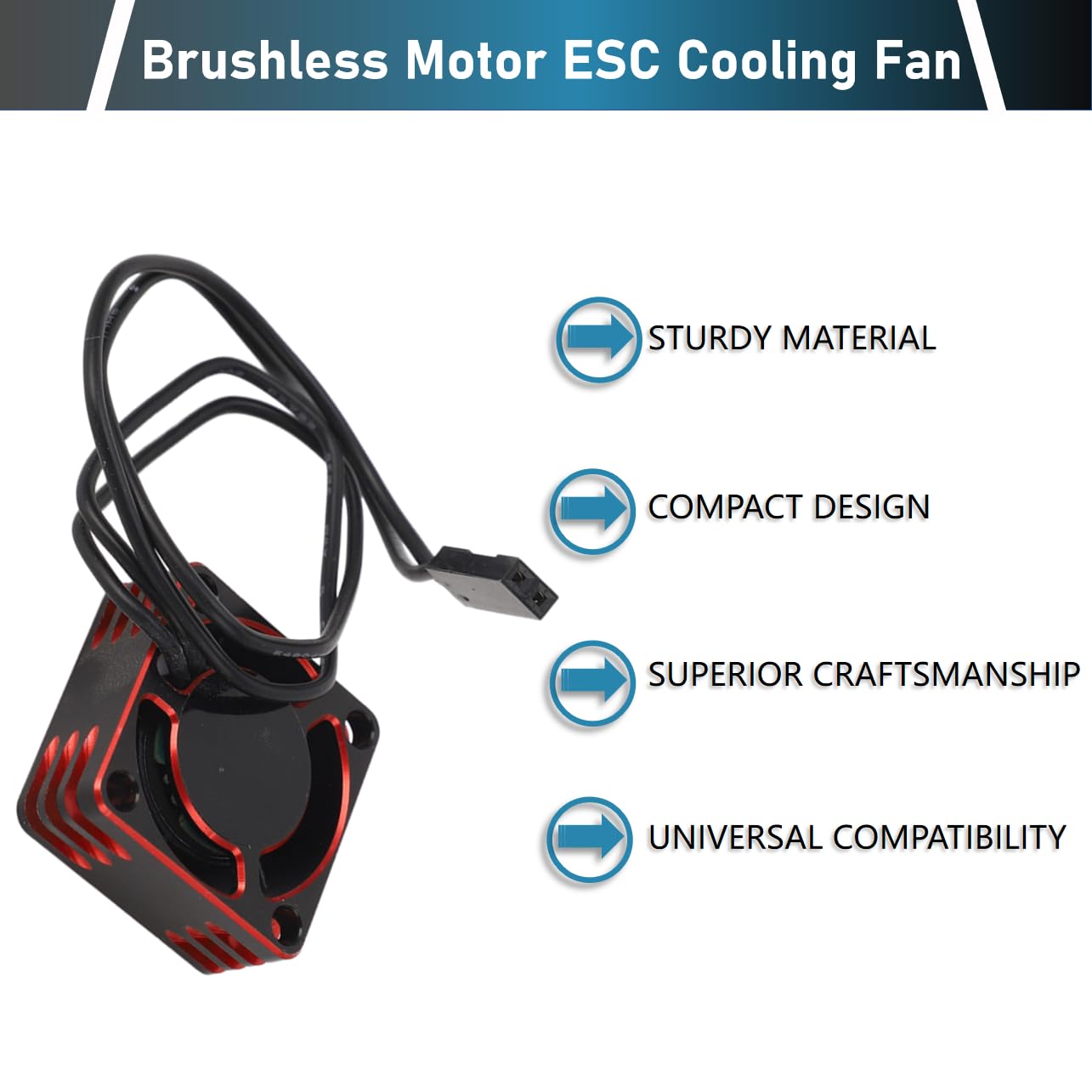Brushless Motor ESC Cooling Fan, High Speed Dissipation 25x25mm Aluminium Alloy RC Electric Motor Cooling Fan Solid Construction Universal Fit for RC Car (Red)