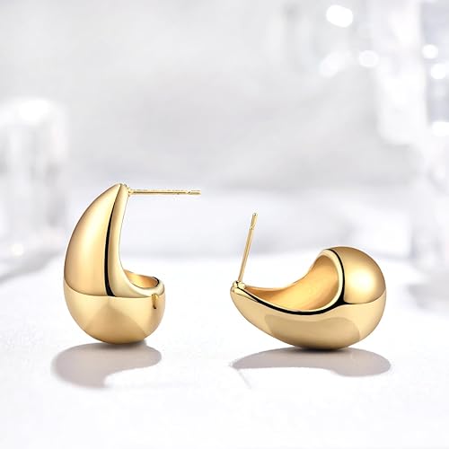 Miniatura 5 de Waterdrop Earring for Women Trendy, Chunky Gold Hoop Drop Stud Earrings, Hypoallergenic Lightweight Dangle Earring for Womens